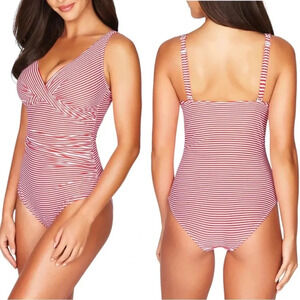 Sea Level Positano Stripe Cross Front One Piece Swimsuit Size 4 NWT
